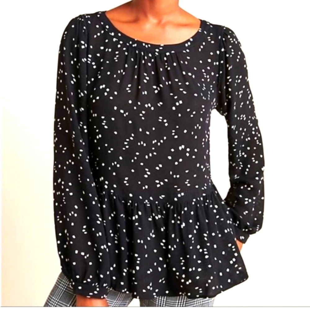 Anthropologie Maeve polka-dot blouse